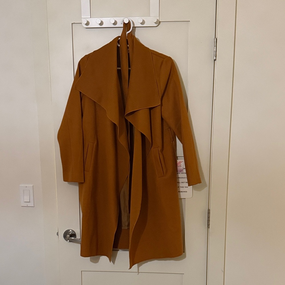 Chicwish Rust Brown Draped Open-Front Trench Coat